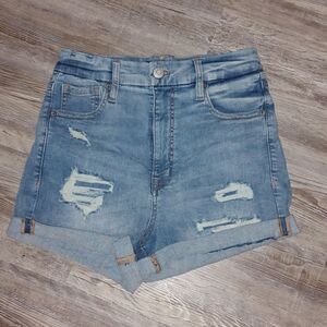Aeropostale Super High Rise Curvy Midi Distressed Jean shorts  Sz 8